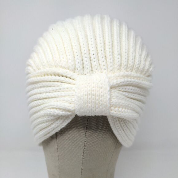 Knit Bonbons Soft Womens Hat Cream 100% Acrylic Knotted Cap Logo - Picture 3 of 10